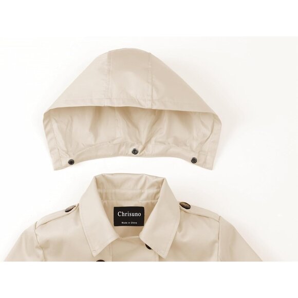 Plus Size Mid-Length Trench Coat with Detachable Hood - Stylish & Functional - Picture 4 of 7